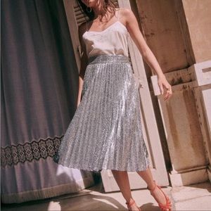 Sézane Dino Skirt in Sparkling Silver